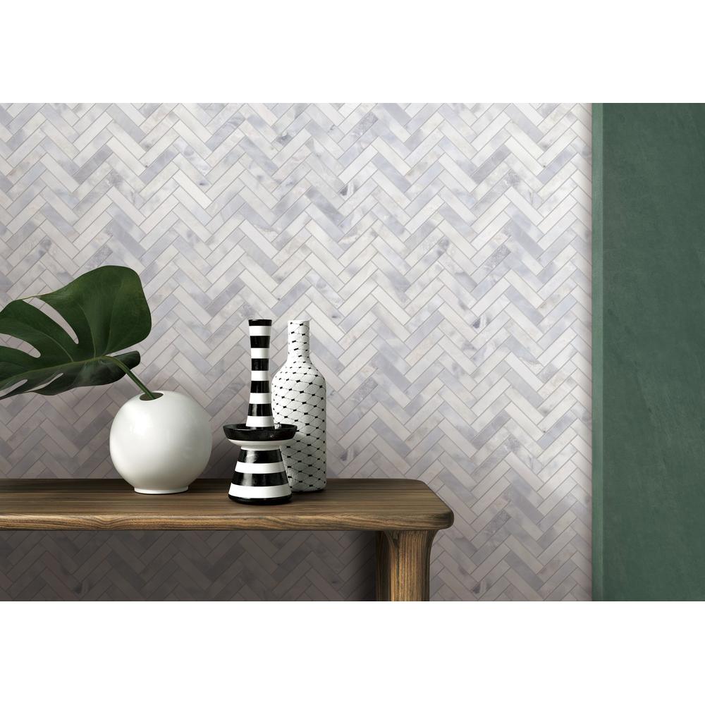 Santorini White 1" x 4" Herringbone Honed Marble Mosaic - image 2