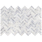 Santorini White 1" x 4" Herringbone Honed Marble Mosaic - image 3