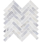 Santorini White 1" x 4" Herringbone Honed Marble Mosaic - image 4