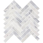 Santorini White 1" x 4" Herringbone Honed Marble Mosaic - image 5