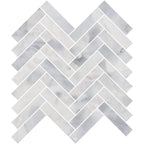 Santorini White 1" x 4" Herringbone Honed Marble Mosaic - image 6