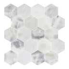 Santorini White 3" Hexagon Honed Marble Mosaic - image 1