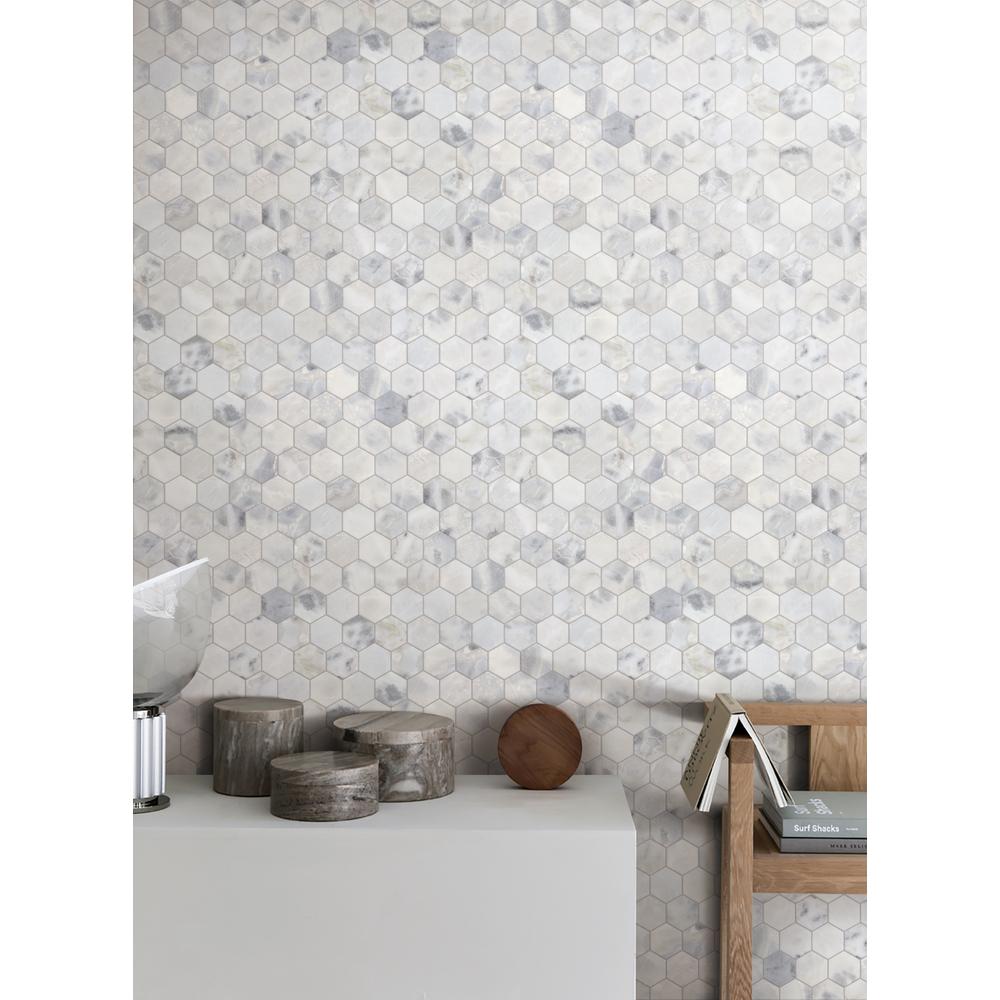 Santorini White 3" Hexagon Honed Marble Mosaic - image 2