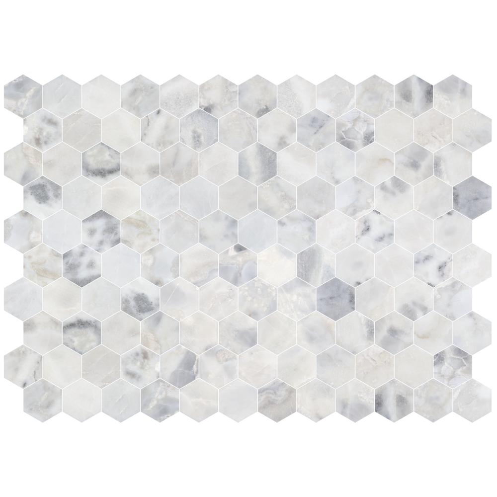 Santorini White 3" Hexagon Honed Marble Mosaic - image 3
