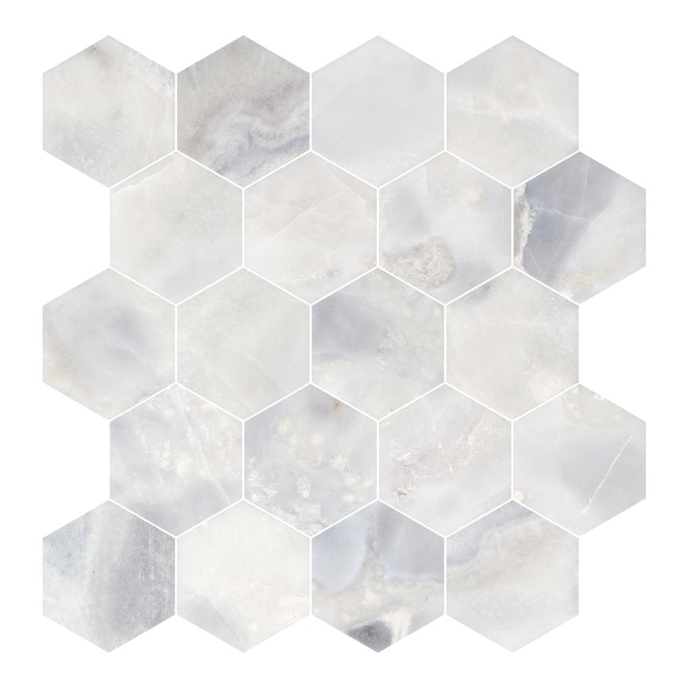 Santorini White 3" Hexagon Honed Marble Mosaic - image 4
