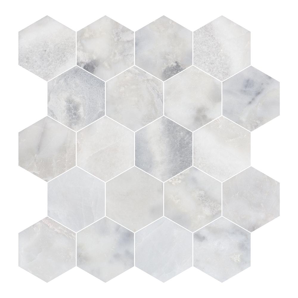 Santorini White 3" Hexagon Honed Marble Mosaic - image 6