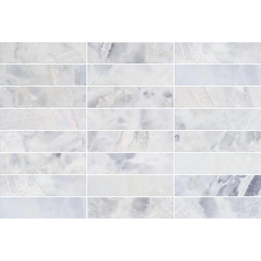 Santorini White 3" x 12" Honed Marble Mosaic - image 5