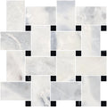 Santorini White Basketweave w/Black Dot Honed Marble Mosaic - image 1
