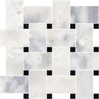 Santorini White Basketweave w/Black Dot Honed Marble Mosaic - image 6