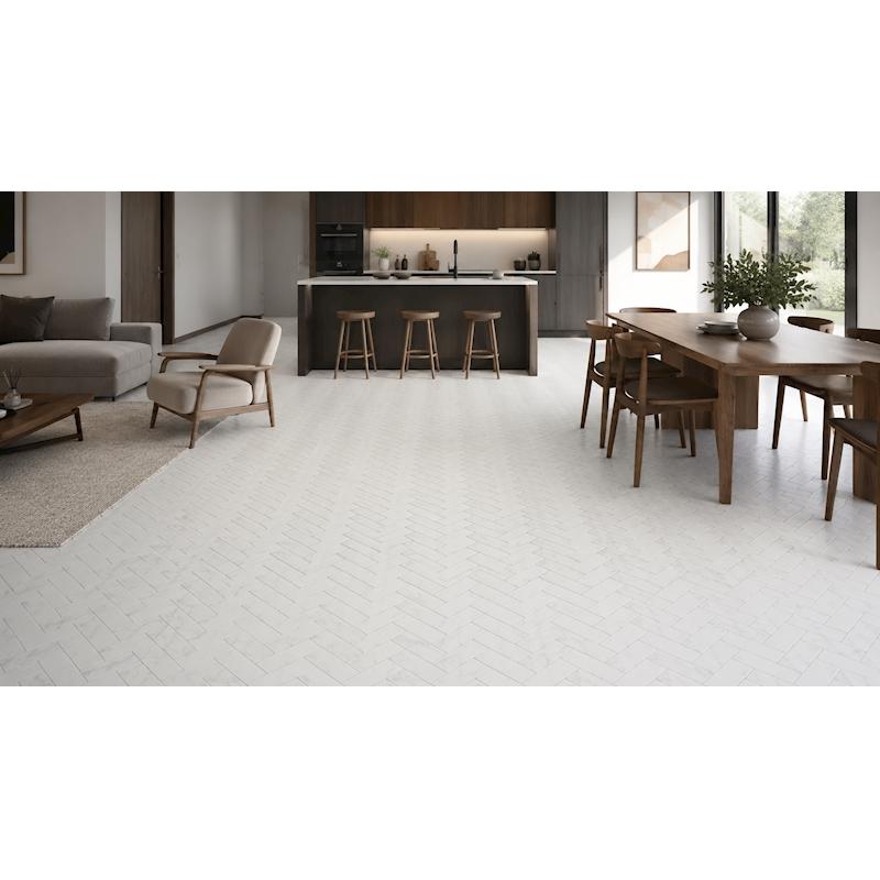 Statuario Herringbone 2"x6" Porcelain Tile