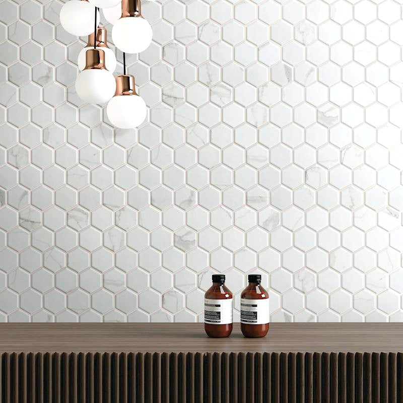 Statuario Hexagon 2" Matte Porcelain Mosaic