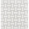 Thassos Basketweave w/Light Dot Polished Marble Tile