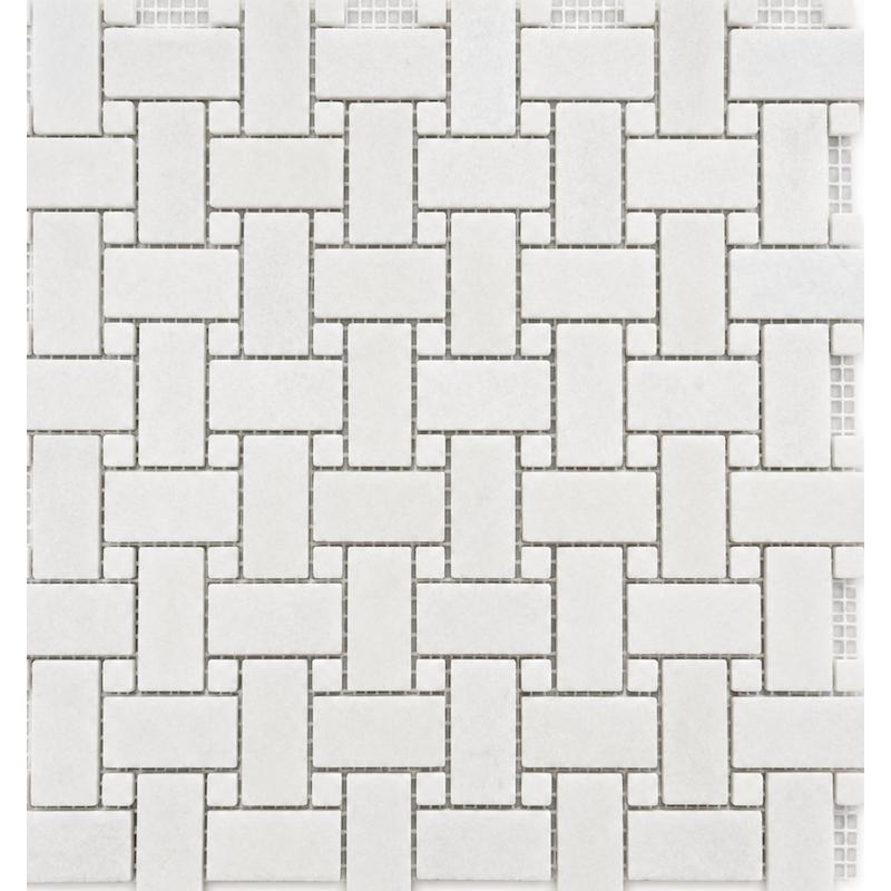 Thassos Basketweave w/Light Dot Polished Marble Tile
