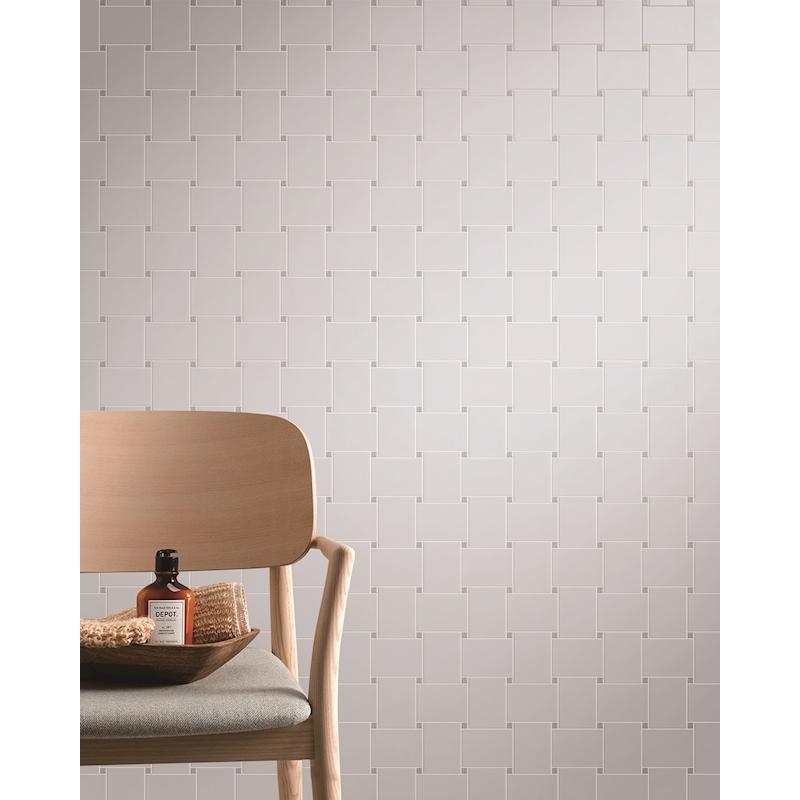 Thassos Large Basketweave Polished Marble Tile