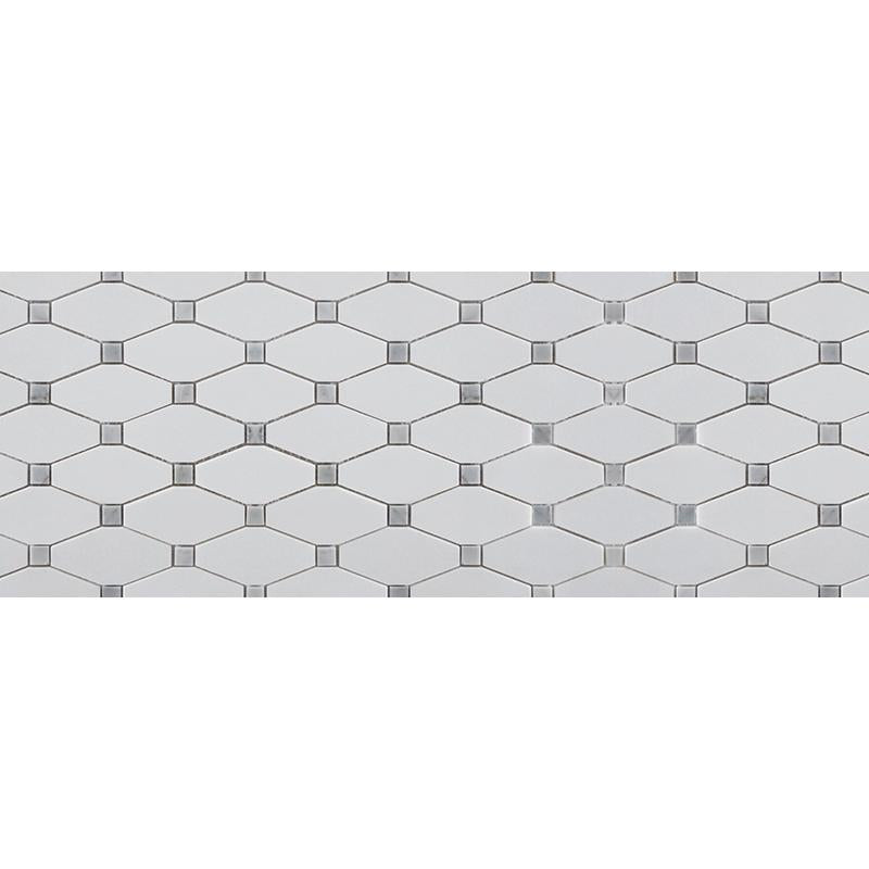 Thassos Long Octagon w/Grey Dot Polished Marble Tile