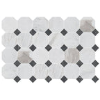 Valentino Bianco 6" Octagon w/Nero Dot Tumbled & Honed Marble Mosaic - image 3