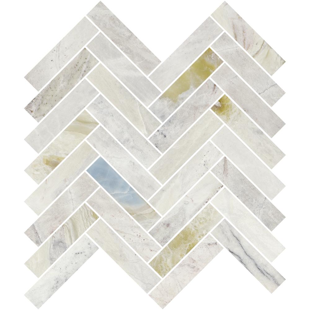 Versilia River Blu 1" x 4" Herringbone Honed Marble Mosaic - image 1