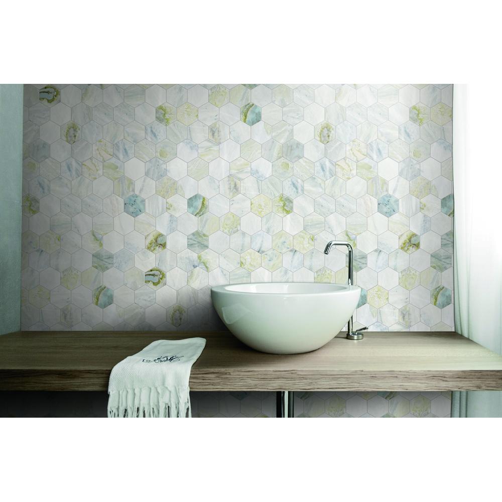 Versilia River Blu 3" Hexagon Honed Marble Mosaic - image 2