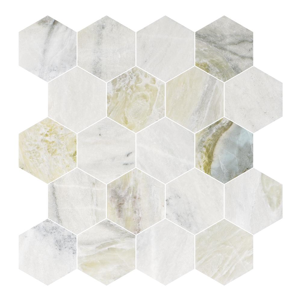 Versilia River Blu 3" Hexagon Honed Marble Mosaic - image 4