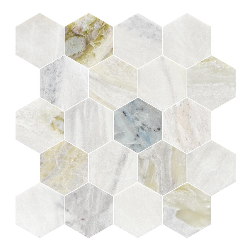Versilia River Blu 3" Hexagon Honed Marble Mosaic - image 5