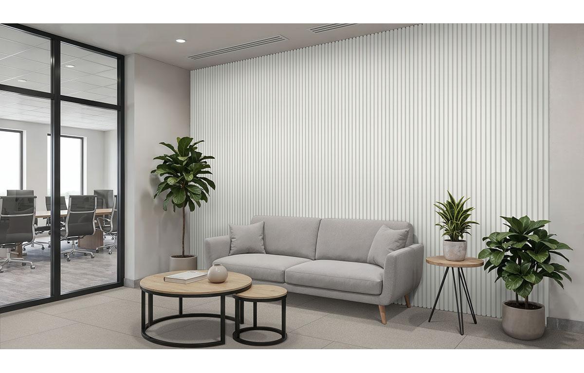 Painted Slat Panels White Acoustic Slat Wall Panel 9.5" x 94.5" Misc MDF Tile - image 1
