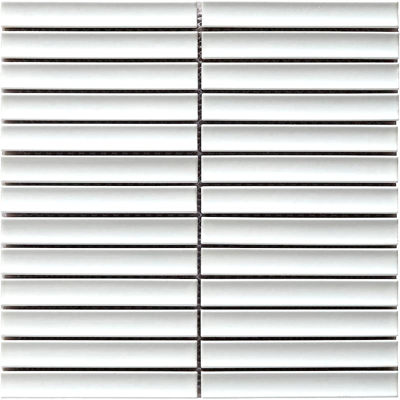White Concave Matchstick 8"x5.5" Porcelain Mosaic