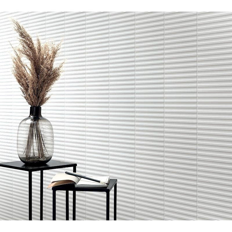 White Concave Matchstick 8"x5.5" Porcelain Mosaic