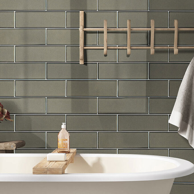 Metallic Grey Glass Bevel 4x12