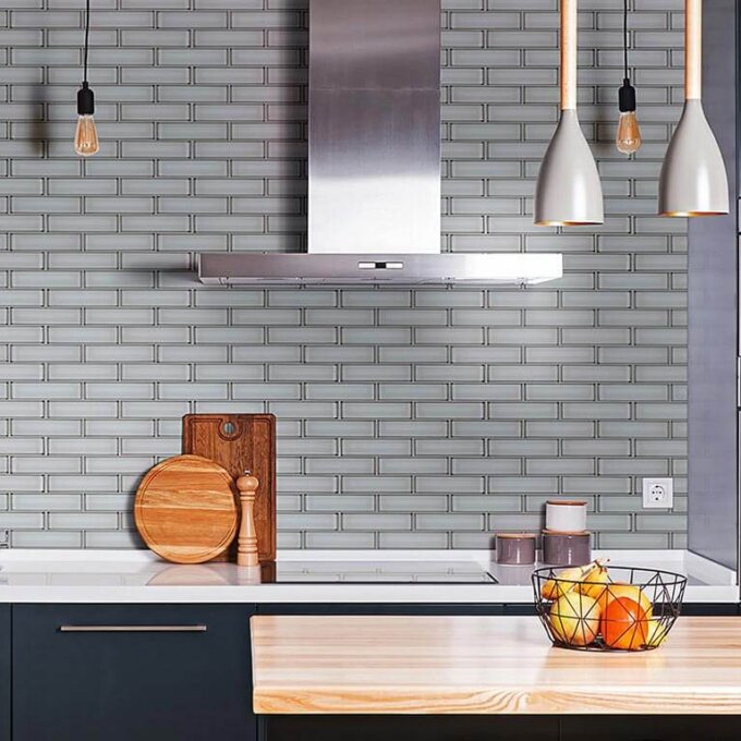 Ice White Glass Bevel 2" x 6"