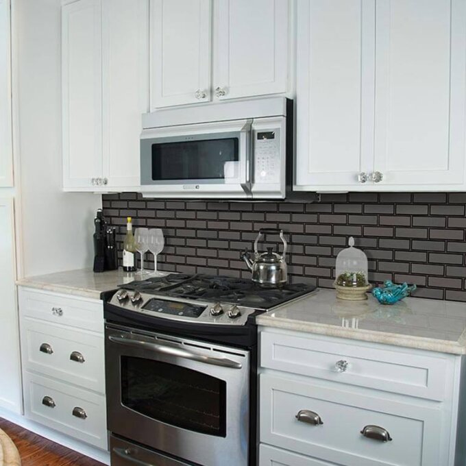 Metallic Grey Glass Bevel 2" x 6"