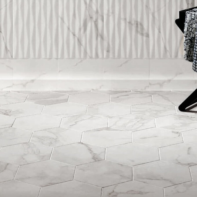 Roma Statuario 10" Matte Hexagon Tile