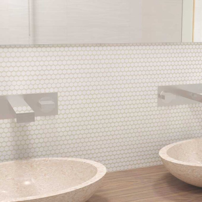 Bone Penny Round Mosaic