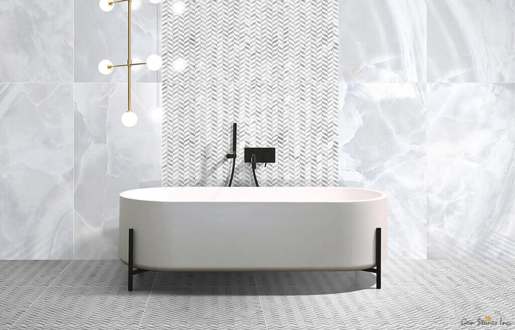 Nolita Bianco White Porcelain Tile | Gem Stones Tiles & Counter Tops