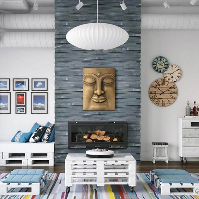 Cosmic Black 3D Wave Stone Panels