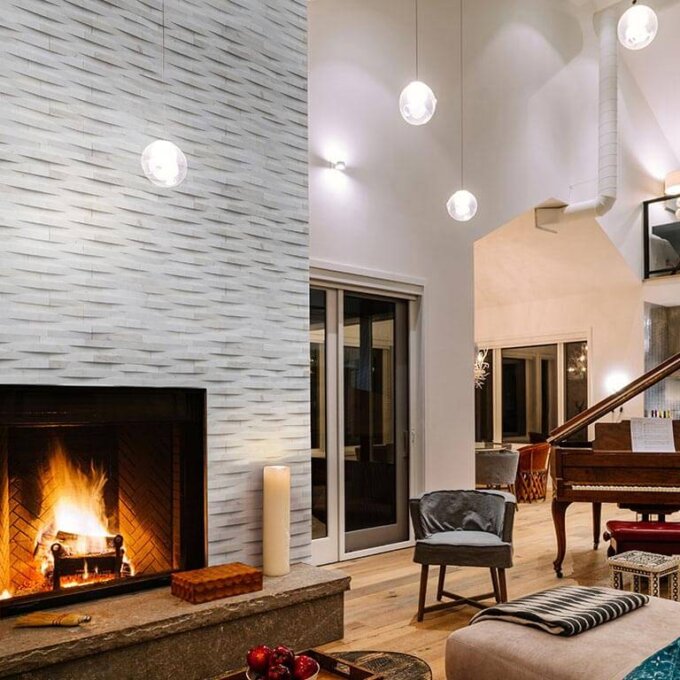 Cosmic White 3D Wave Stone Panels