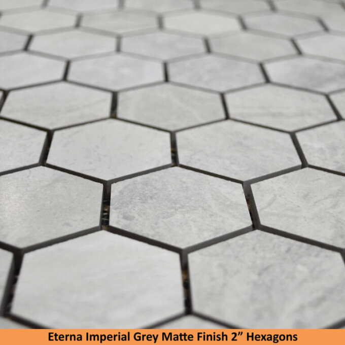 Eterna Imperial Grey 2" Hexagon Porcelain Mosaic