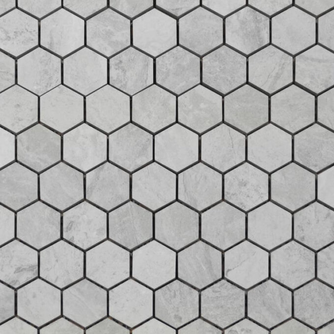 Eterna Imperial Grey 2" Hexagon Porcelain Mosaic