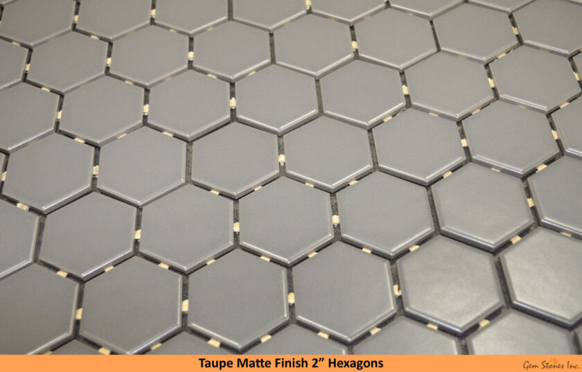 Ontario Taupe Hexagon Mosaic Matte