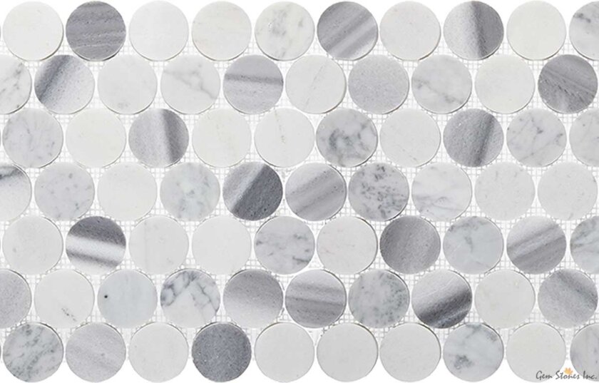 2 Inch Cool Circle Polished Marble Mosaic Variation