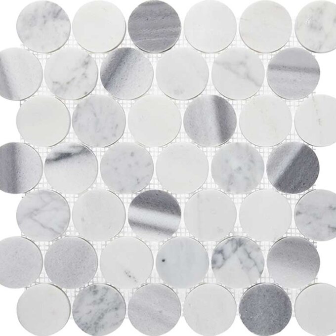 Cool Blend Marble 2" Circle Polished Mosaic