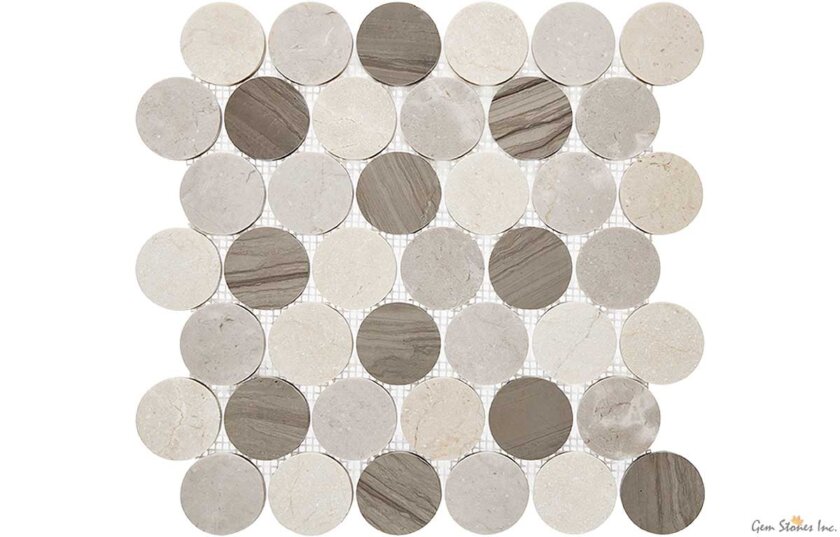 2 Inch Warm Circle Polished Marble Mosaic