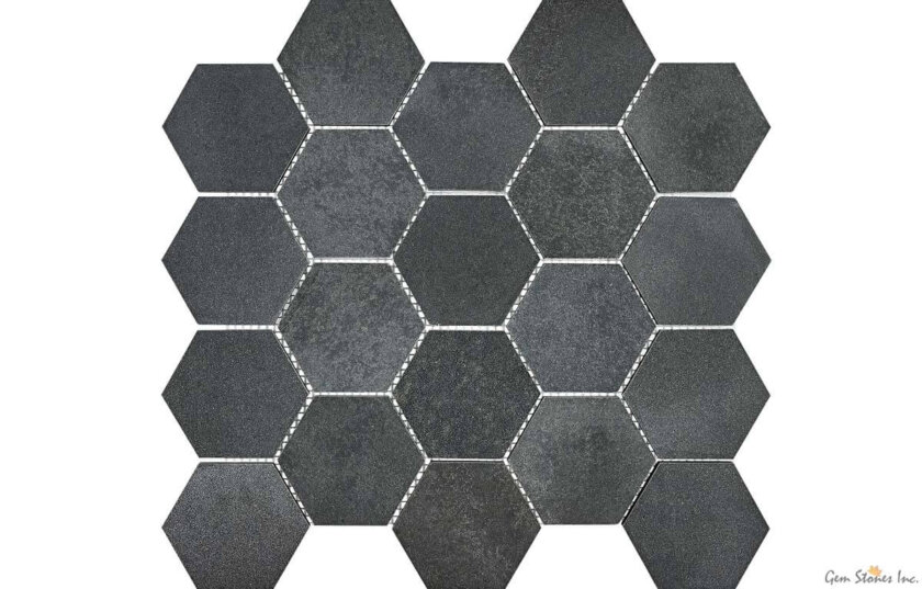 Basalt 3 Inch Hexagon Honed Marble Mosaic