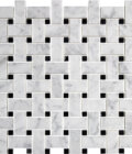 Carrara Marble Basketweave Black Dots Marble Mosaic