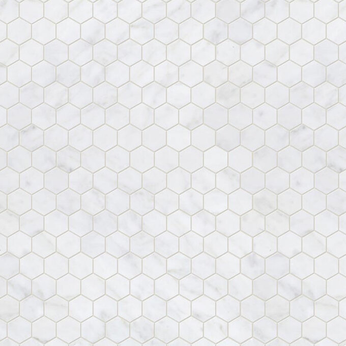 Carrara Marble 1" Polished Hexagon Mosaic