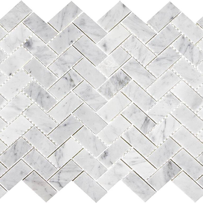 Carrara Marble 1"x2" Herringbone Polished Mosaic