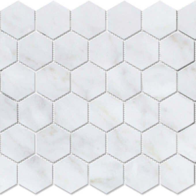 Carrara Marble 2" Polished Hexagon Mosaic