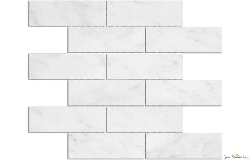 Carrara 2x6 Brick Polished Marble Mosaic