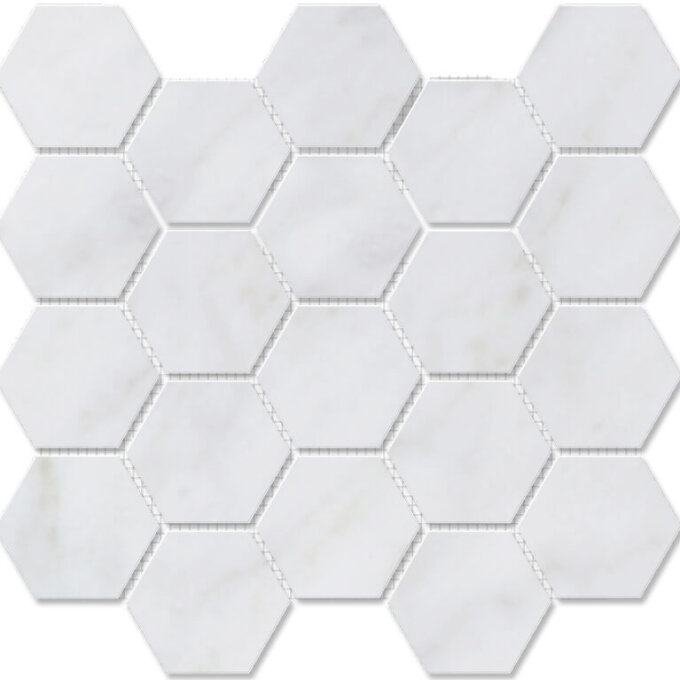 Carrara 3 inch Hexagon Polished Marble Mosaic