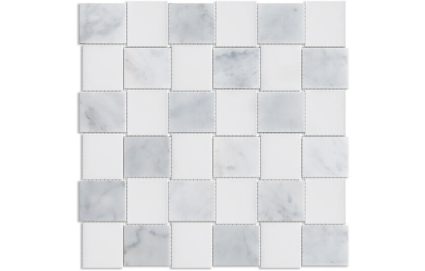 Carrara Plus White Basket Weave Marble Mosaic Honed