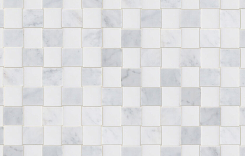 Carrara Plus White Basket Weave Weave Marble Mosaic Honed Variation